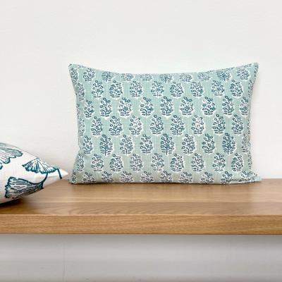 Kissenhülle Kissenbezug Dekokissen Sofakissen PER geblümt in blasstürkis, blau und weiß