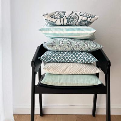 Preview: Kissenbezüge in türkis blau gemustert Frühling Sommer Herbst