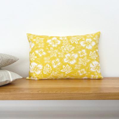 Preview: Kissenbezug HIBISCUS zitronengelb gelb Sommer skandinavisch Kissenbezüge Blumen Kissen Landhaus Dekokissen Sofakissen 40x60