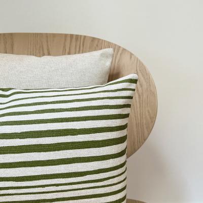 Kissenhülle Kissenbezug für Dekokissen Sofakissen HOR beige oliv gestreift