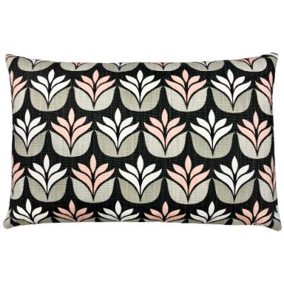 Preview: Kissenhülle FLORENCE schwarz aprikot altrosa Blumen Landhausstil skandinavisch Kissen Sofakissen Dekokissen Kissenbezug 40x60