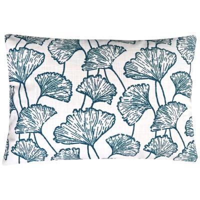 Preview: Kissenbezug DORA weiß blau stahlblau Ginkgo Blätter Landhaus Kissenhülle Sofakissen Dekokissen skandinavisch 30x50 40x60