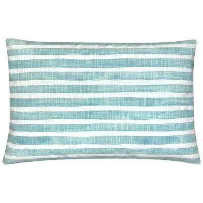 Preview: Kissenhülle NELSO blasstürkis türkis maritim skandinavisch Streifen Batik Sofakissen Kissen Landhaus Sommer Terrasse 30x50 40x60