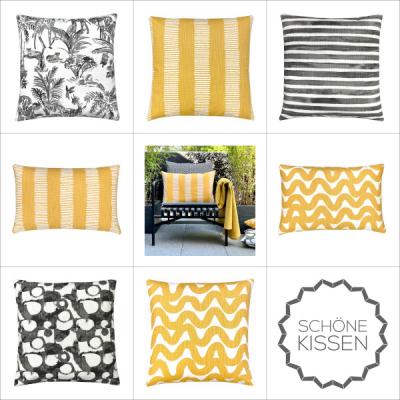 Preview: Dekokissen in gelb und schwarz