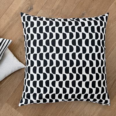 Preview: Kissenbezug DOM beige schwarz gemustert Kissenbezug industrial Landhausstil Sofakissen Dekokissen 40x40 50x50 60x60