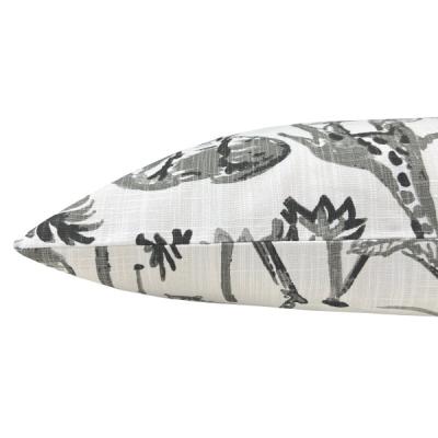 Preview: Sofakissenhülle Mera schwarz anthrazit weiß Dschungel