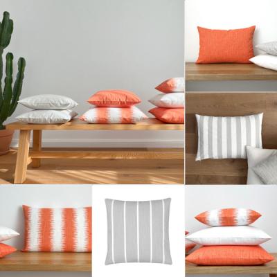 Preview: Kissenbezüge Flame, Jari orange-weiß und Windri und Canopy in hellgrau gestreift