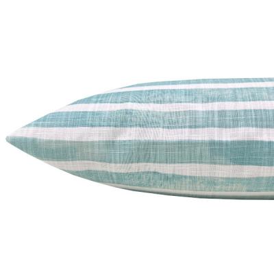 Preview: Kissen Kissenbezug NELSO türkis blasstürkis gestreift Batikdruck, Landhaus, maritim, skandinavisch