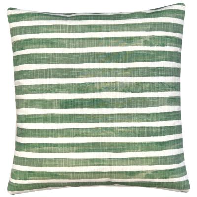 Preview: Kissenhülle NELSO grün gestreift Batikdruck