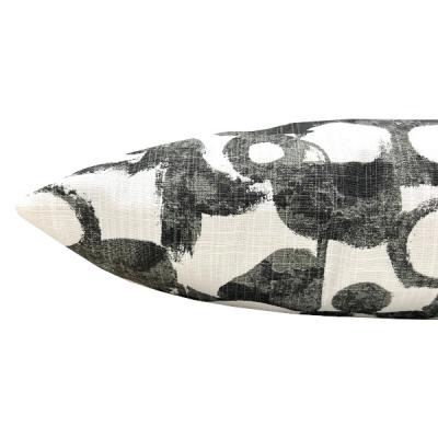 Preview: Kissenhülle Revol schwarz weiß gemustert und Karo terracotta orange