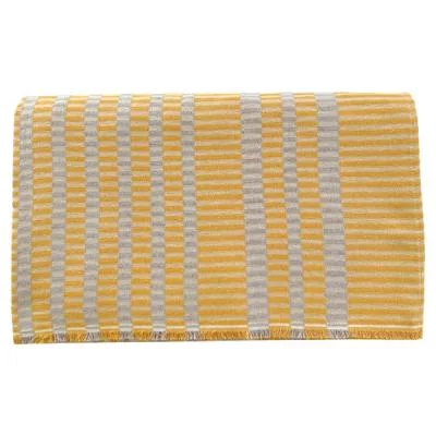 Baumwolldecke Fussenegger RIVA gelb grau gestreift einfarbig Balkon Tagesdecke Überwurf 210x220