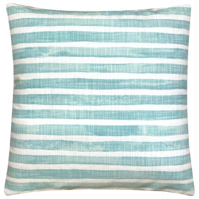 Preview: Kissenhülle Kissen NELSO blasstürkis gestreift Batikdruck, maritim, Landhaus, skandinavisch