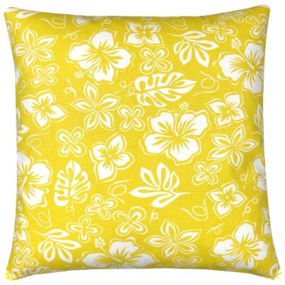 Preview: Kissenbezug Kissenhülle Hibiscus zitronengelb gelb skandinavisch Sommer Terrasse 40x40