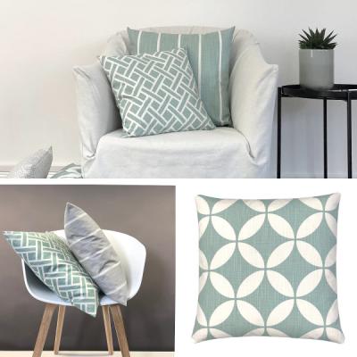 Preview: Kissenbezüge Kissenhüllen Kombination blassgrün und hellgrau