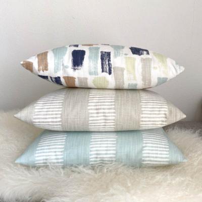 Preview: Kissenbezüge Sofakissenhüllen Kissenhüllen für Kissen Dekokissen Zierkissen blasstürkis elfenbein blau gemustert Frühling Sommer skandinavisch Landhausstil