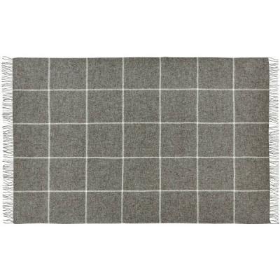 Preview: Wolldecke Wohndecke Plaid XXL MANDO kariert grau und rohweiß 220x260