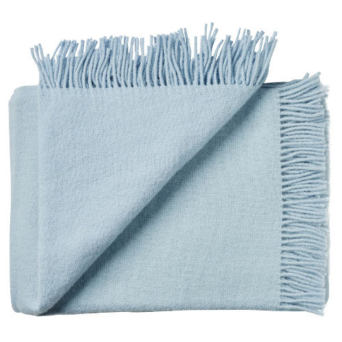 Wolldecke Plaid ATHEN hellblau Lammwolle 130 x 200 cm