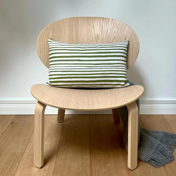 Kissenhülle Kissenbezug für Dekokissen Sofakissen HOR beige oliv gestreift