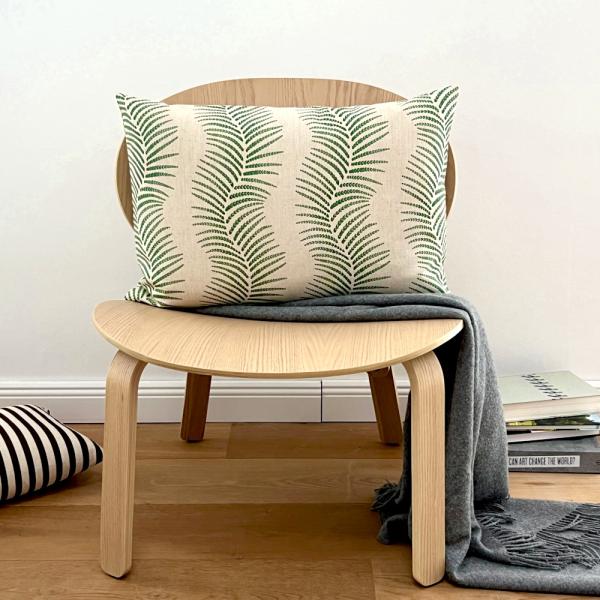 Kissenhülle Kissenbezug Dekokissen Sofakissen LINA Natur grün mit Rankenmuster Herbst Winter 30x50 40x60