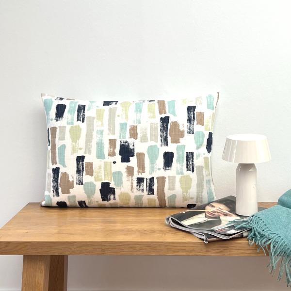 Kissenhülle Sofakissen Artist weiß, blasstürkis, türkis, Elfenbein, braun, blau, maritim, Landhaus, skandinavisch Herbst Winter Frühjahr Sommer
