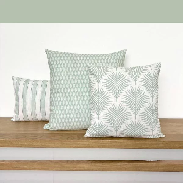 Kissenhüllen Sofakissenhüllenfür Zierkissen Dekokissen Kissen Palmeto, Stripe und Nada in Pistazie lemon pastellgrün gemustert Frühjahr Sommer skandinavisch Landhausstil