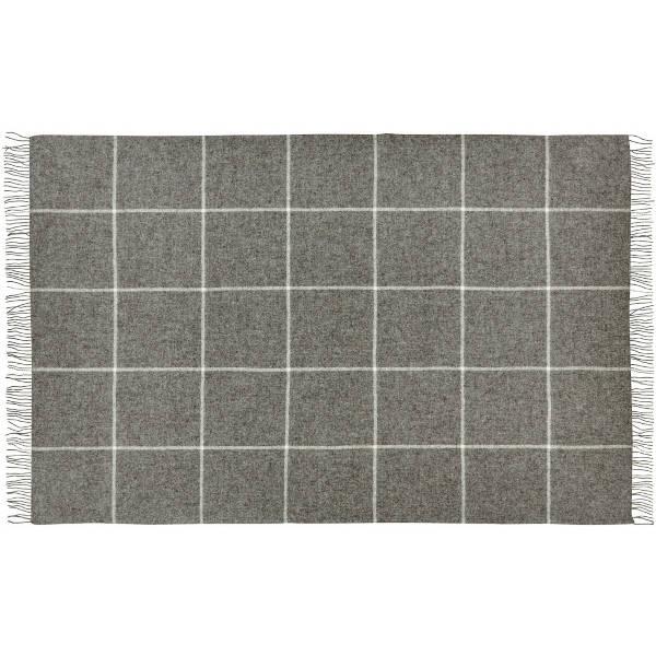 Wolldecke Wohndecke Plaid XXL MANDO kariert grau und rohweiß 220x260